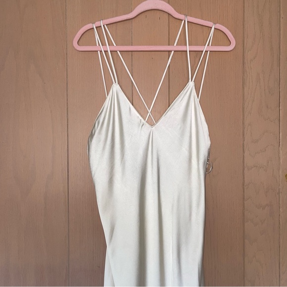 NWT Zara Ivory Satin Maxi Slip Dress Strappy Sexy Cocktail Event Classy Size M - Picture 4 of 15